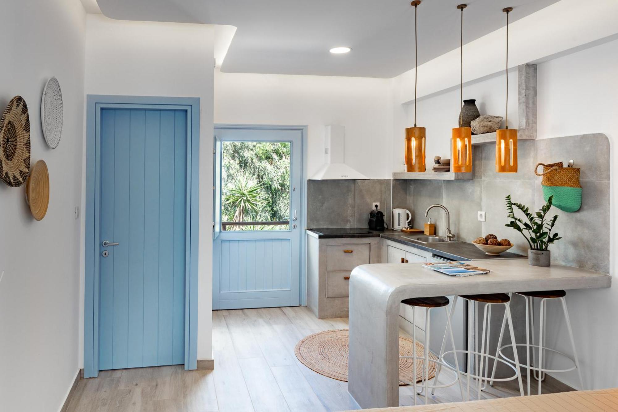 Light Blue Window Kamari Apartment Bagian luar foto